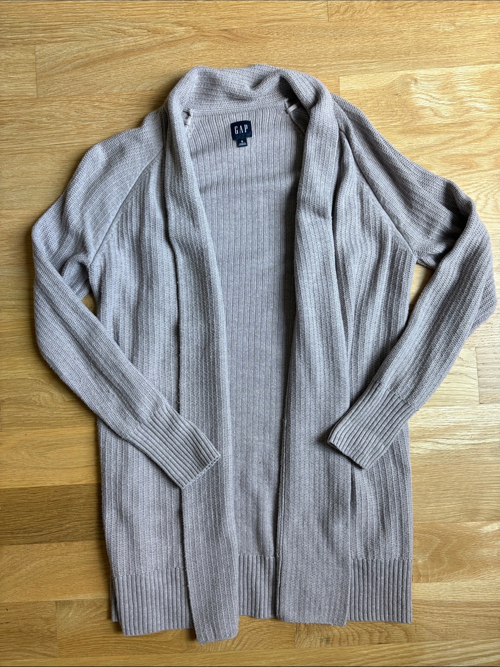 GAP | Women's Open-Front Ribbed Cardigan - Light Taupe